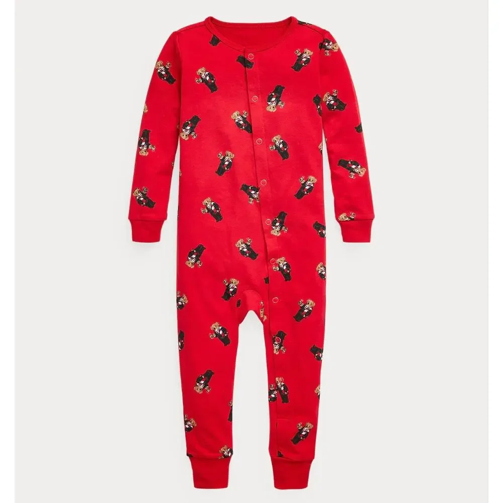 Polo Ralph Lauren Baby Polo Bear Stretch Jersey Pajamas One Piece Size 18-24M